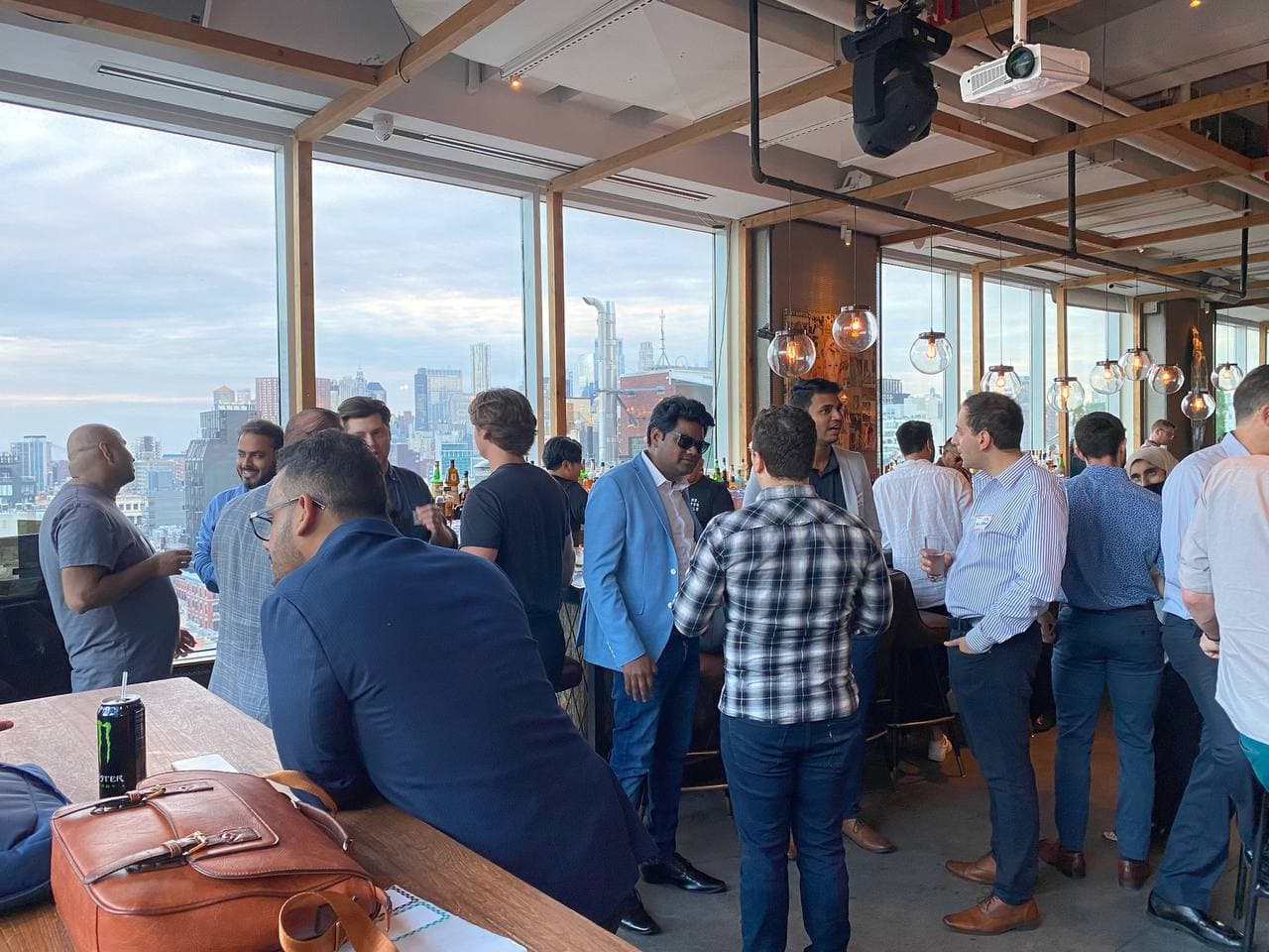Startup Valley social mixer at a rooftop bar overlooking the New York skyline